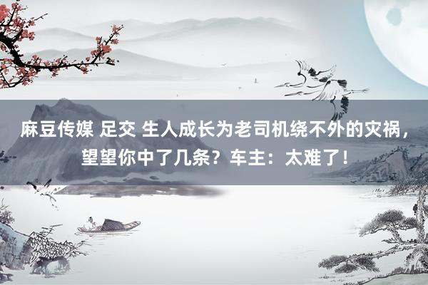 麻豆传媒 足交 生人成长为老司机绕不外的灾祸，望望你中了几条？车主：太难了！
