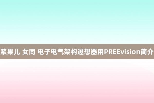 浆果儿 女同 电子电气架构遐想器用PREEvision简介