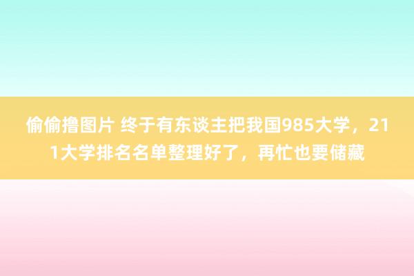 偷偷撸图片 终于有东谈主把我国985大学，211大学排名名单整理好了，再忙也要储藏