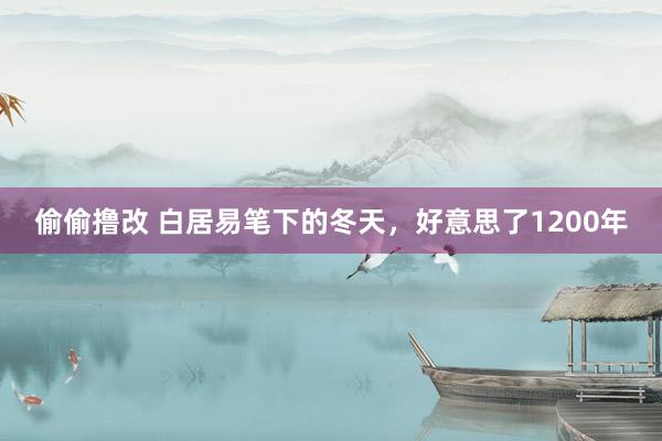 偷偷撸改 白居易笔下的冬天，好意思了1200年