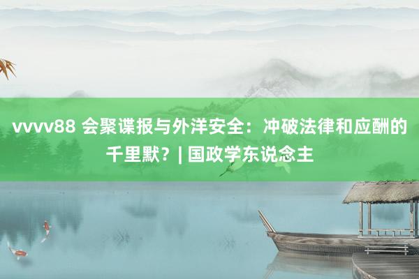vvvv88 会聚谍报与外洋安全：冲破法律和应酬的千里默？| 国政学东说念主
