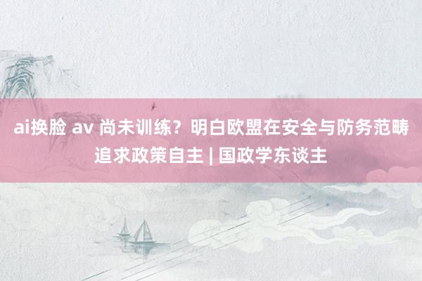 ai换脸 av 尚未训练？明白欧盟在安全与防务范畴追求政策自主 | 国政学东谈主